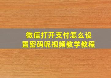 微信打开支付怎么设置密码呢视频教学教程