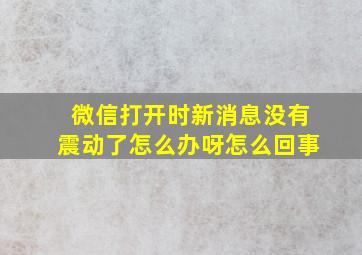 微信打开时新消息没有震动了怎么办呀怎么回事