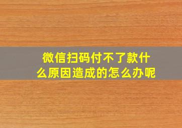 微信扫码付不了款什么原因造成的怎么办呢