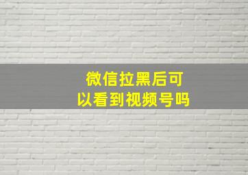 微信拉黑后可以看到视频号吗