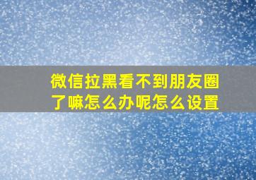 微信拉黑看不到朋友圈了嘛怎么办呢怎么设置