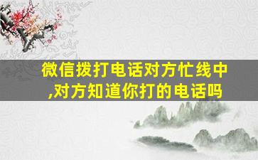 微信拨打电话对方忙线中,对方知道你打的电话吗