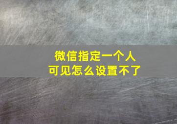 微信指定一个人可见怎么设置不了