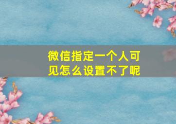 微信指定一个人可见怎么设置不了呢