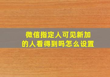 微信指定人可见新加的人看得到吗怎么设置