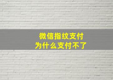 微信指纹支付为什么支付不了