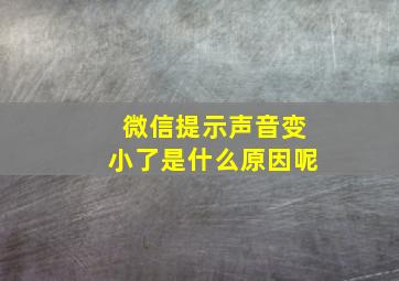 微信提示声音变小了是什么原因呢