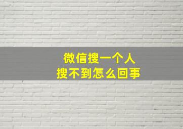 微信搜一个人搜不到怎么回事