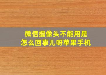 微信摄像头不能用是怎么回事儿呀苹果手机