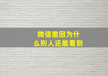 微信撤回为什么别人还能看到