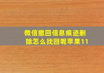 微信撤回信息痕迹删除怎么找回呢苹果11