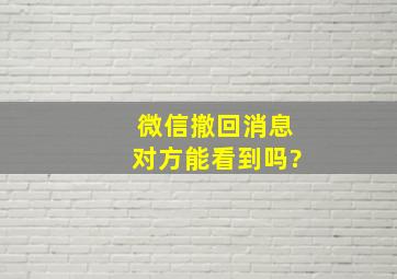 微信撤回消息对方能看到吗?