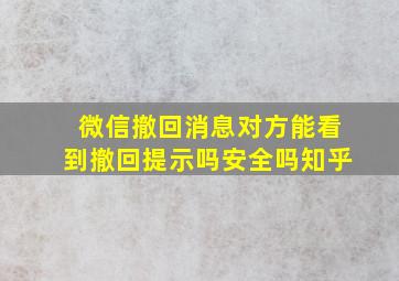 微信撤回消息对方能看到撤回提示吗安全吗知乎