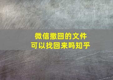 微信撤回的文件可以找回来吗知乎