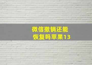 微信撤销还能恢复吗苹果13