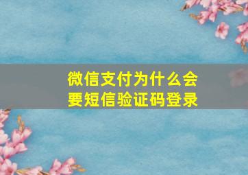 微信支付为什么会要短信验证码登录