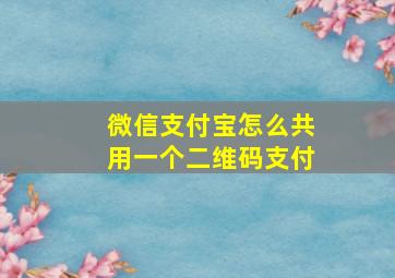 微信支付宝怎么共用一个二维码支付