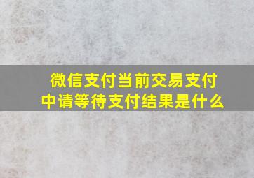 微信支付当前交易支付中请等待支付结果是什么