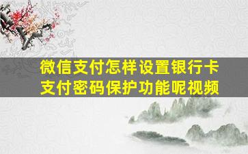 微信支付怎样设置银行卡支付密码保护功能呢视频