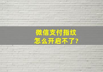 微信支付指纹怎么开启不了?