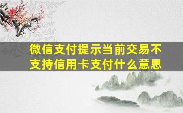 微信支付提示当前交易不支持信用卡支付什么意思