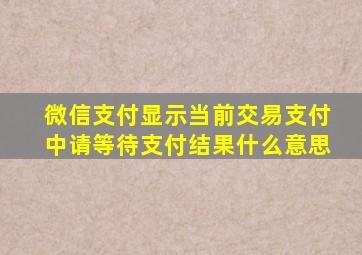 微信支付显示当前交易支付中请等待支付结果什么意思