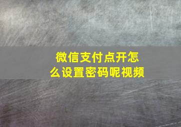 微信支付点开怎么设置密码呢视频