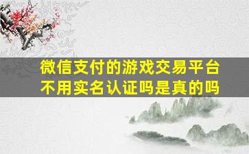 微信支付的游戏交易平台不用实名认证吗是真的吗