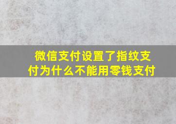 微信支付设置了指纹支付为什么不能用零钱支付