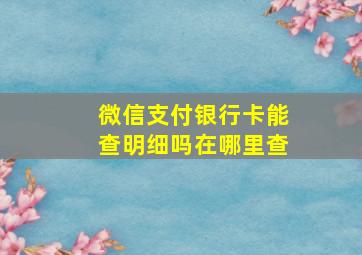 微信支付银行卡能查明细吗在哪里查