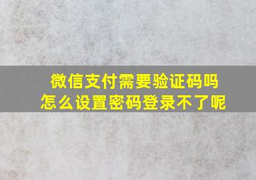 微信支付需要验证码吗怎么设置密码登录不了呢