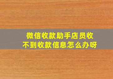 微信收款助手店员收不到收款信息怎么办呀