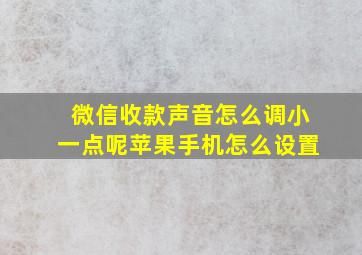 微信收款声音怎么调小一点呢苹果手机怎么设置