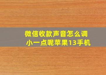 微信收款声音怎么调小一点呢苹果13手机