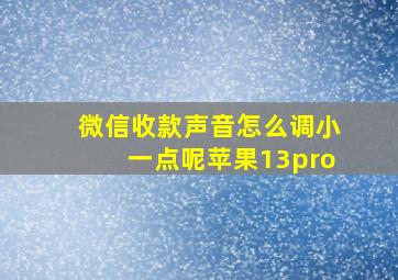 微信收款声音怎么调小一点呢苹果13pro