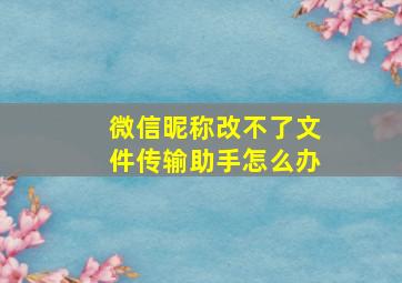 微信昵称改不了文件传输助手怎么办