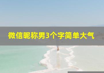 微信昵称男3个字简单大气