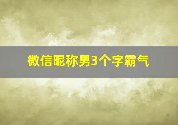 微信昵称男3个字霸气