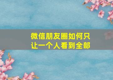 微信朋友圈如何只让一个人看到全部