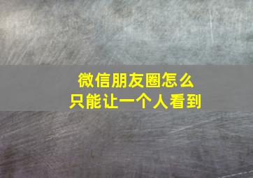 微信朋友圈怎么只能让一个人看到