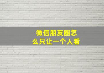 微信朋友圈怎么只让一个人看