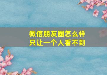 微信朋友圈怎么样只让一个人看不到