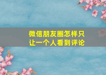 微信朋友圈怎样只让一个人看到评论