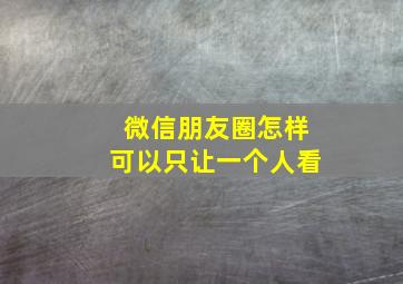 微信朋友圈怎样可以只让一个人看