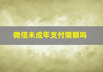 微信未成年支付限额吗