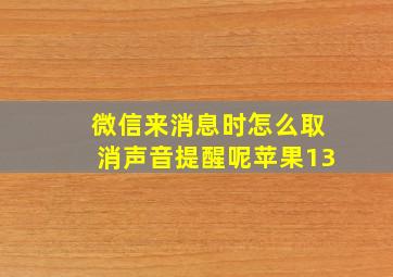 微信来消息时怎么取消声音提醒呢苹果13