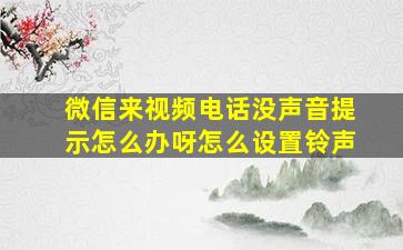 微信来视频电话没声音提示怎么办呀怎么设置铃声