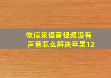 微信来语音视频没有声音怎么解决苹果12