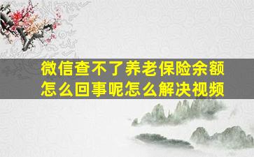 微信查不了养老保险余额怎么回事呢怎么解决视频