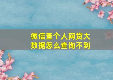 微信查个人网贷大数据怎么查询不到